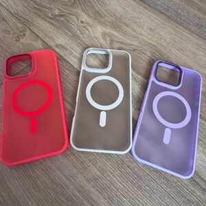 3 MagSafe-Compatible Protective Phone Case iPhone 16 pro max Pink, cream Purple